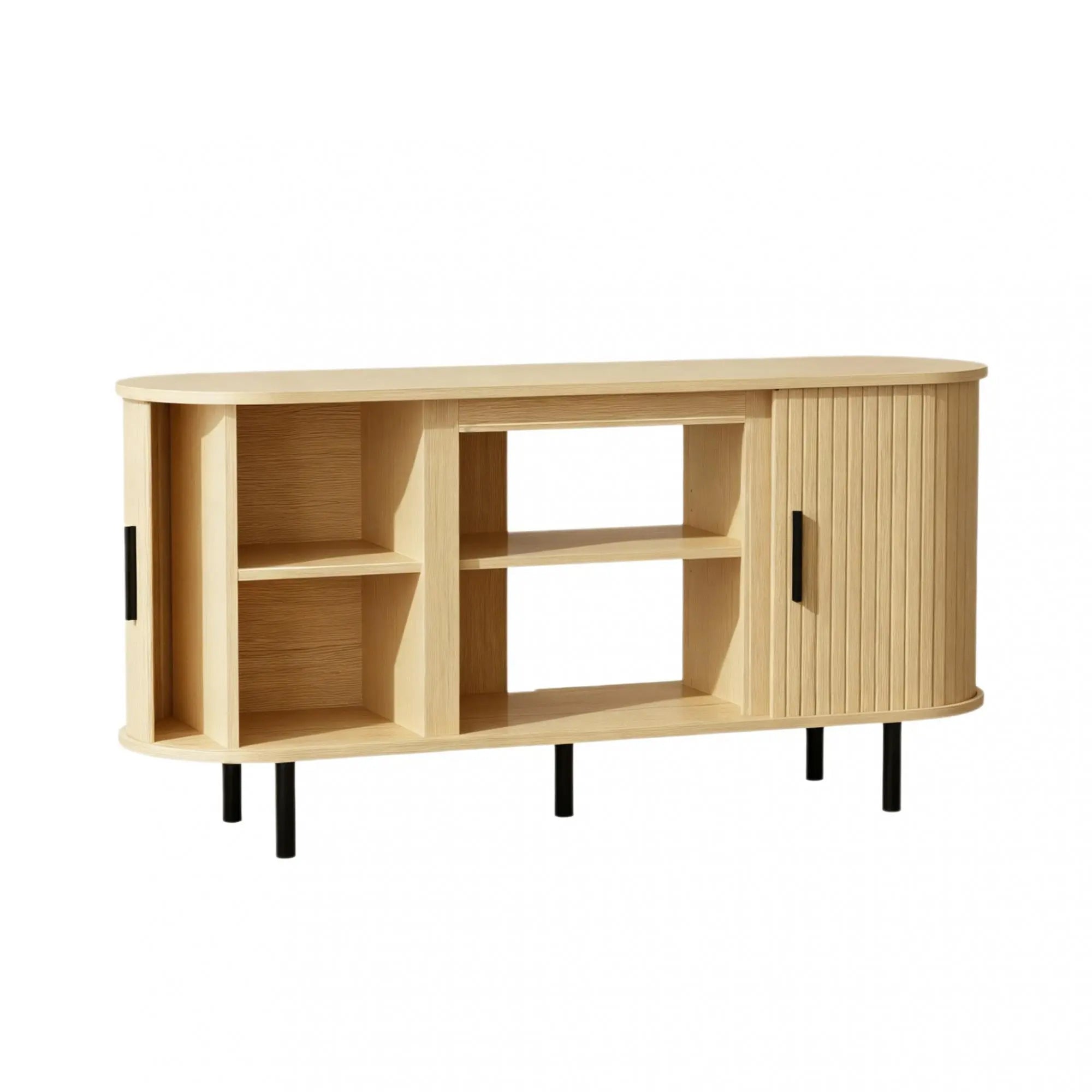 55" Beige Wood Fireplace TV Stand With Fireplace Homeroots Living Room