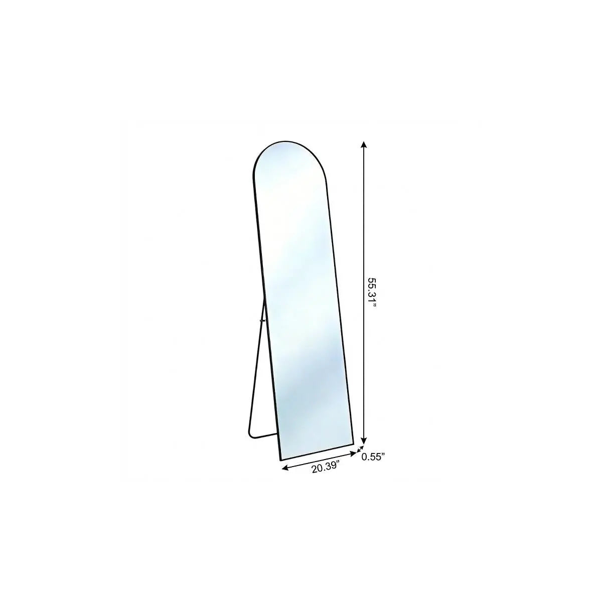 55" Black Aluminum Arch Freestanding And Wall Mounted Framed Full Length Mirror Homeroots Bed & Bath