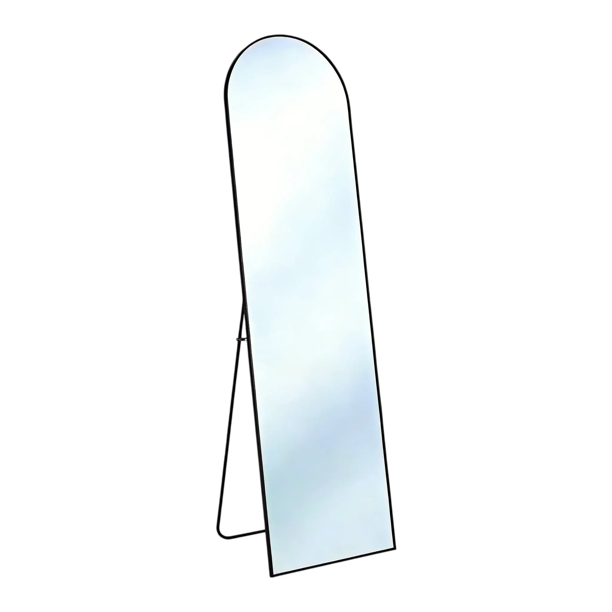 55" Black Aluminum Arch Freestanding And Wall Mounted Framed Full Length Mirror Homeroots Bed & Bath