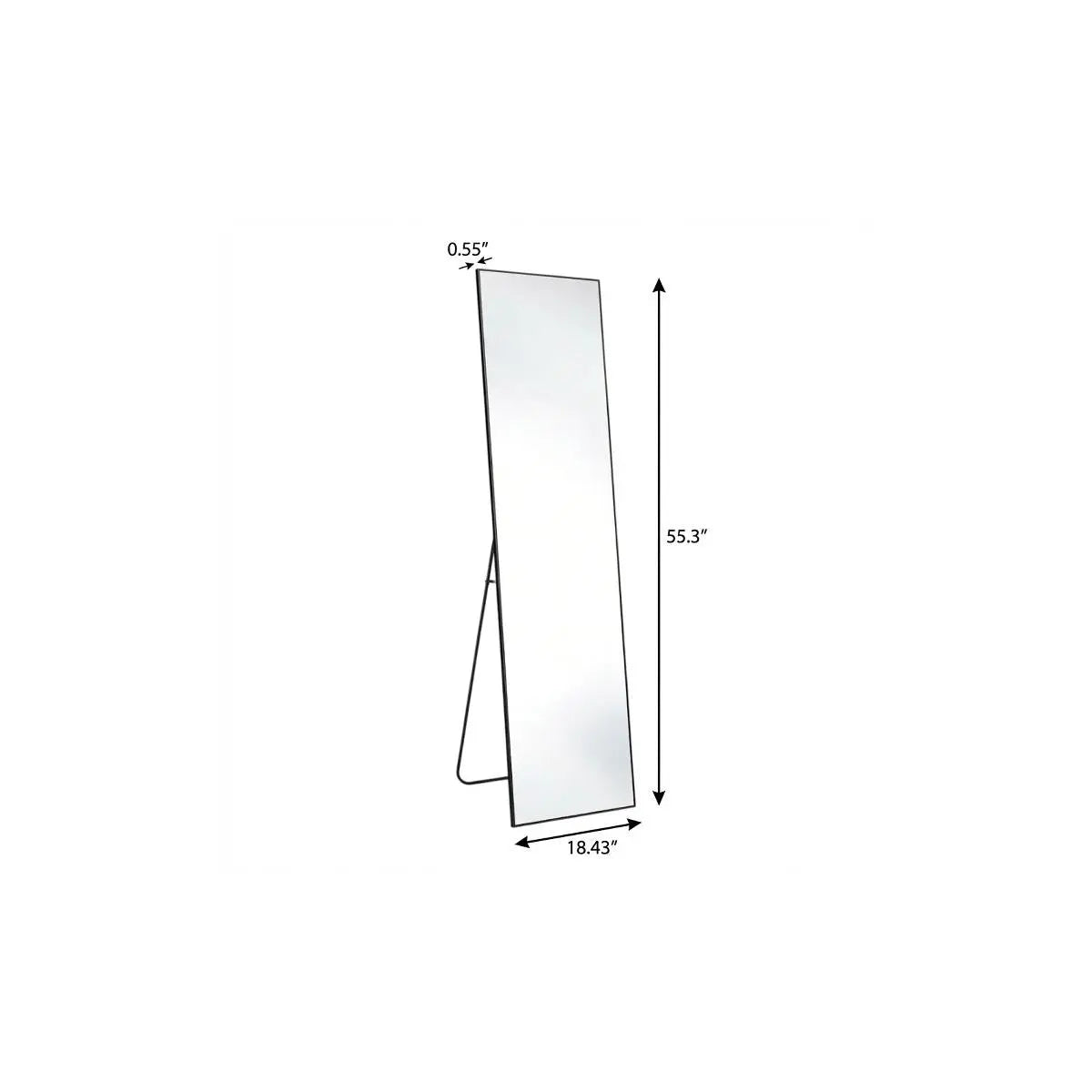 55" Black Aluminum Wall Mount Leaning Or Freestanding Framed Full Length Mirror Homeroots Bed & Bath