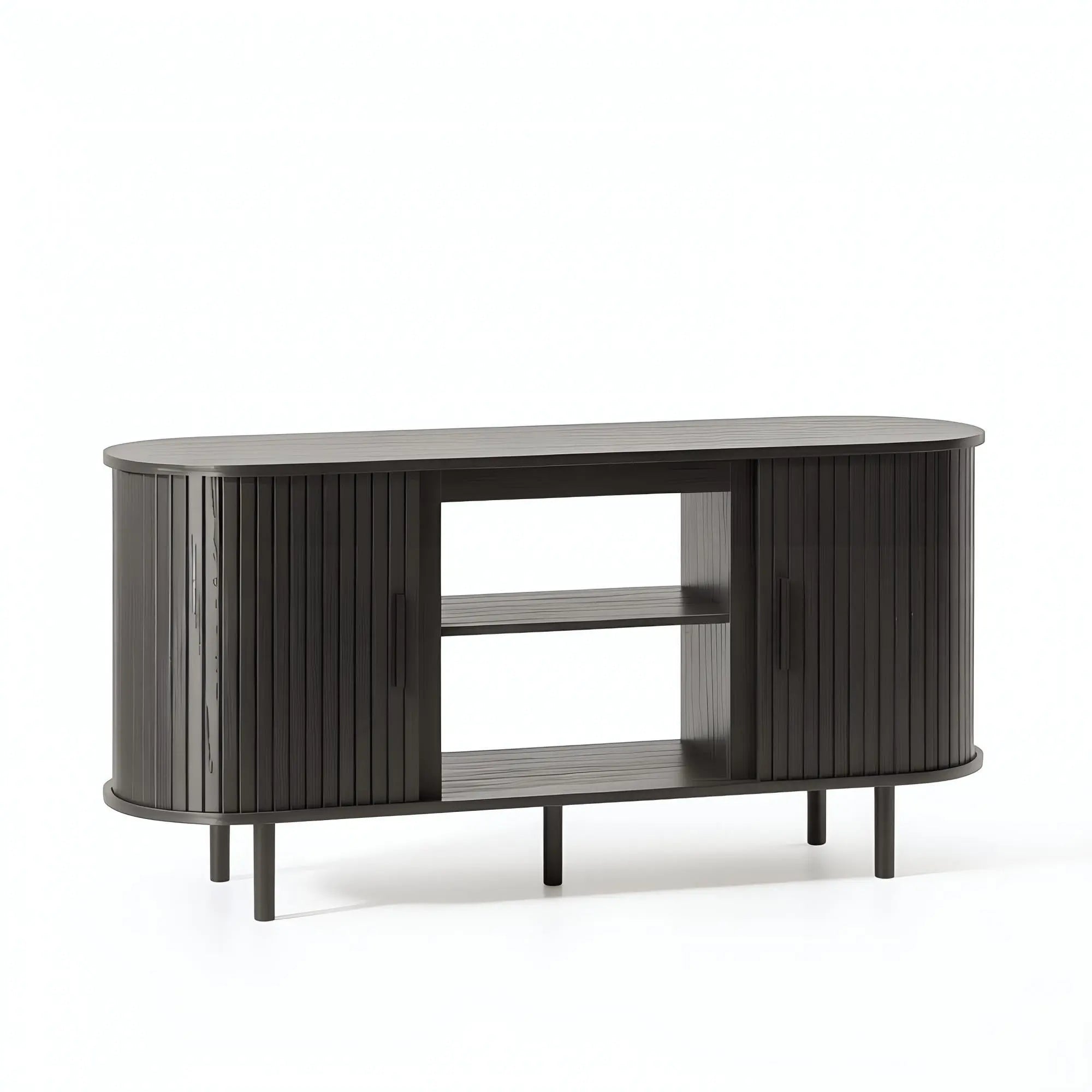 55" Black Wood Fireplace TV Stand With Fireplace Homeroots Living Room