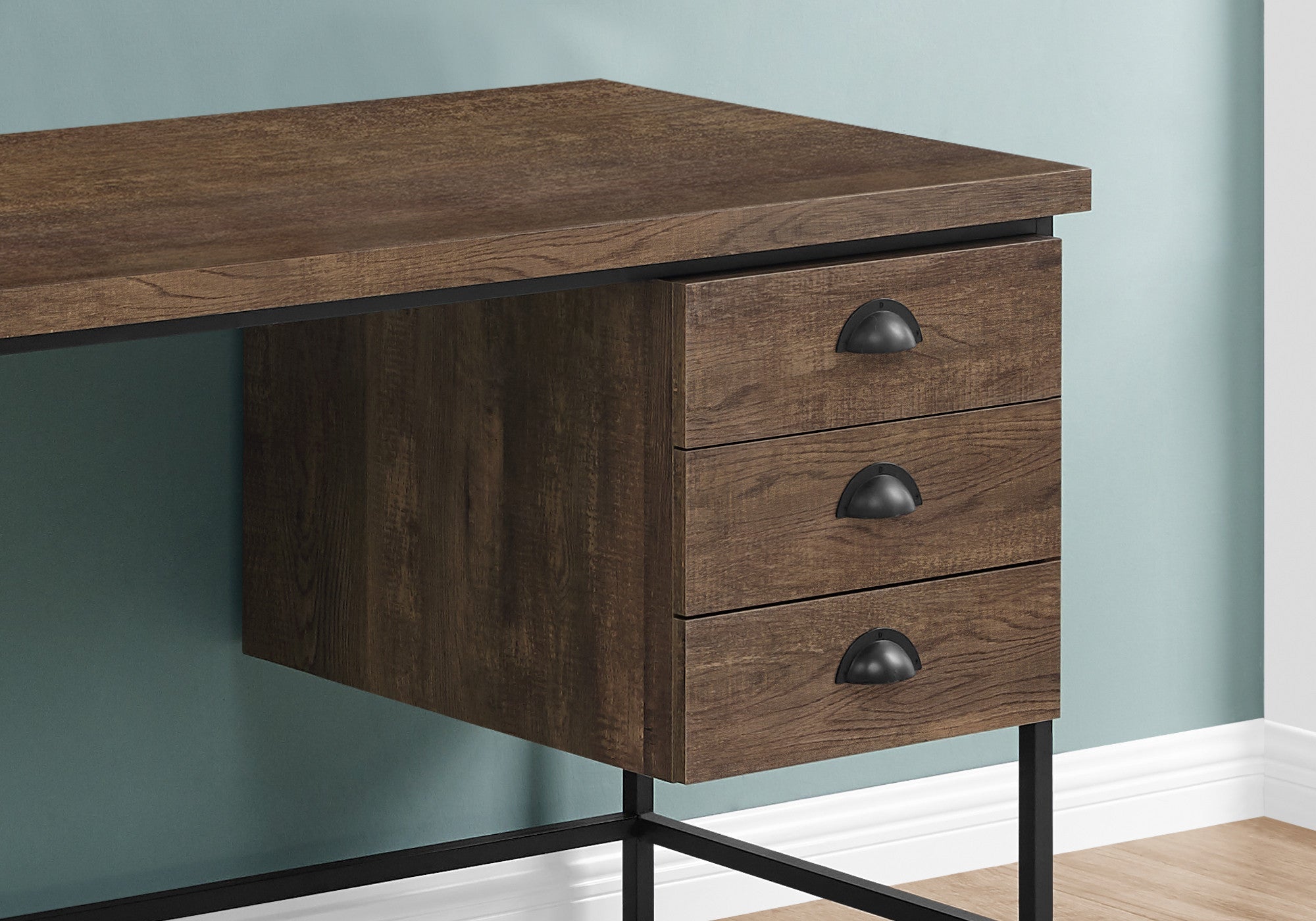 24" Brown and Black Computer Desk With Three Drawers - GreatEagleInc