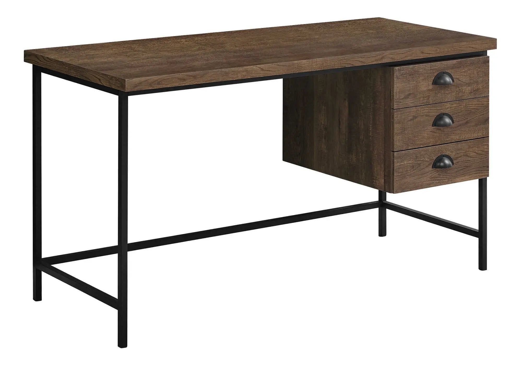 24" Brown and Black Computer Desk With Three Drawers - GreatEagleInc