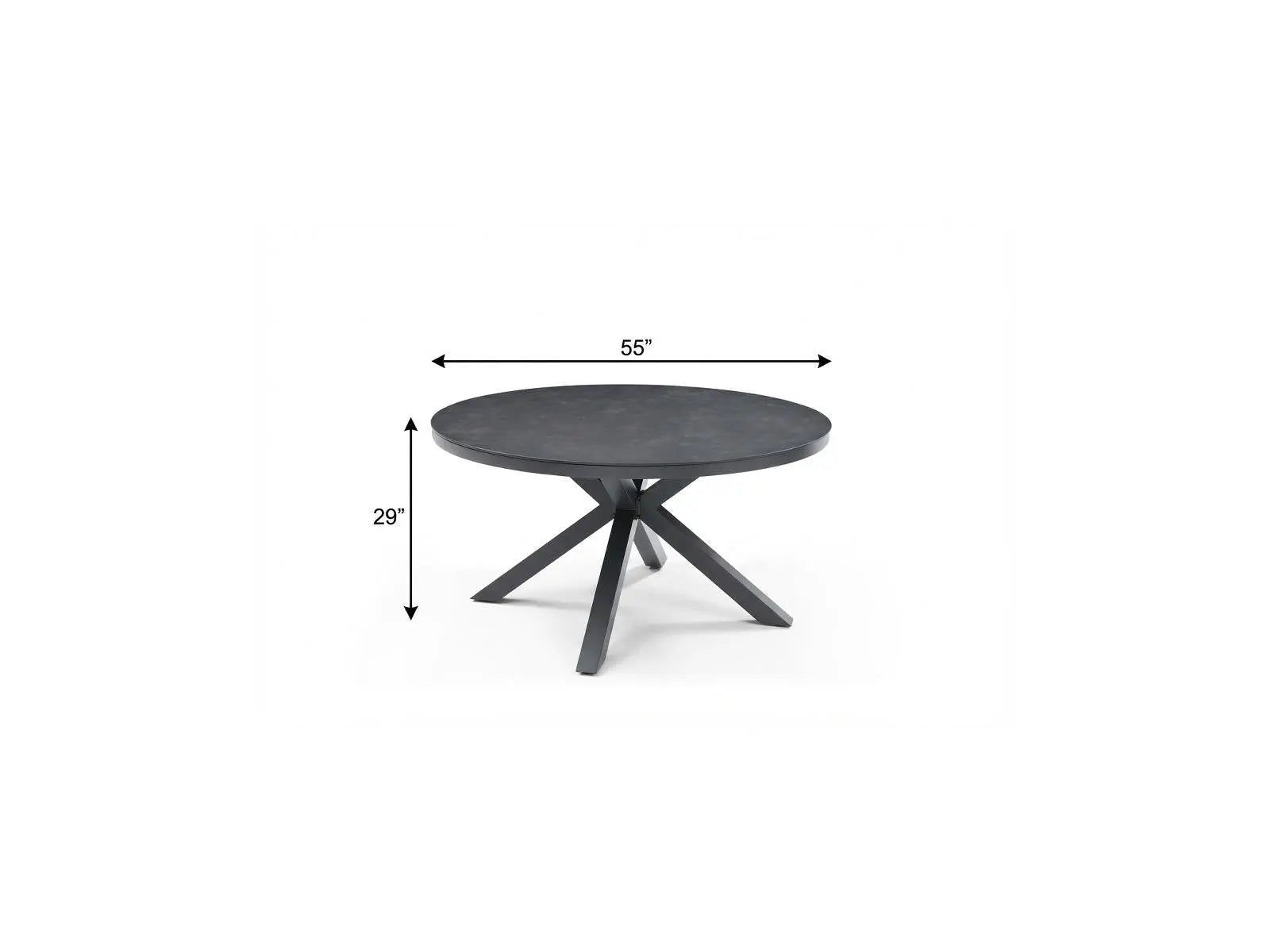 55" Dark Gray Ceramic Glass and Aluminum Round Outdoor Dining Table Homeroots Outdoor