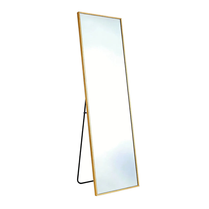 55" Gold Aluminum Freestanding And Wall Mounted Framed Full Length Mirror Homeroots Bed & Bath