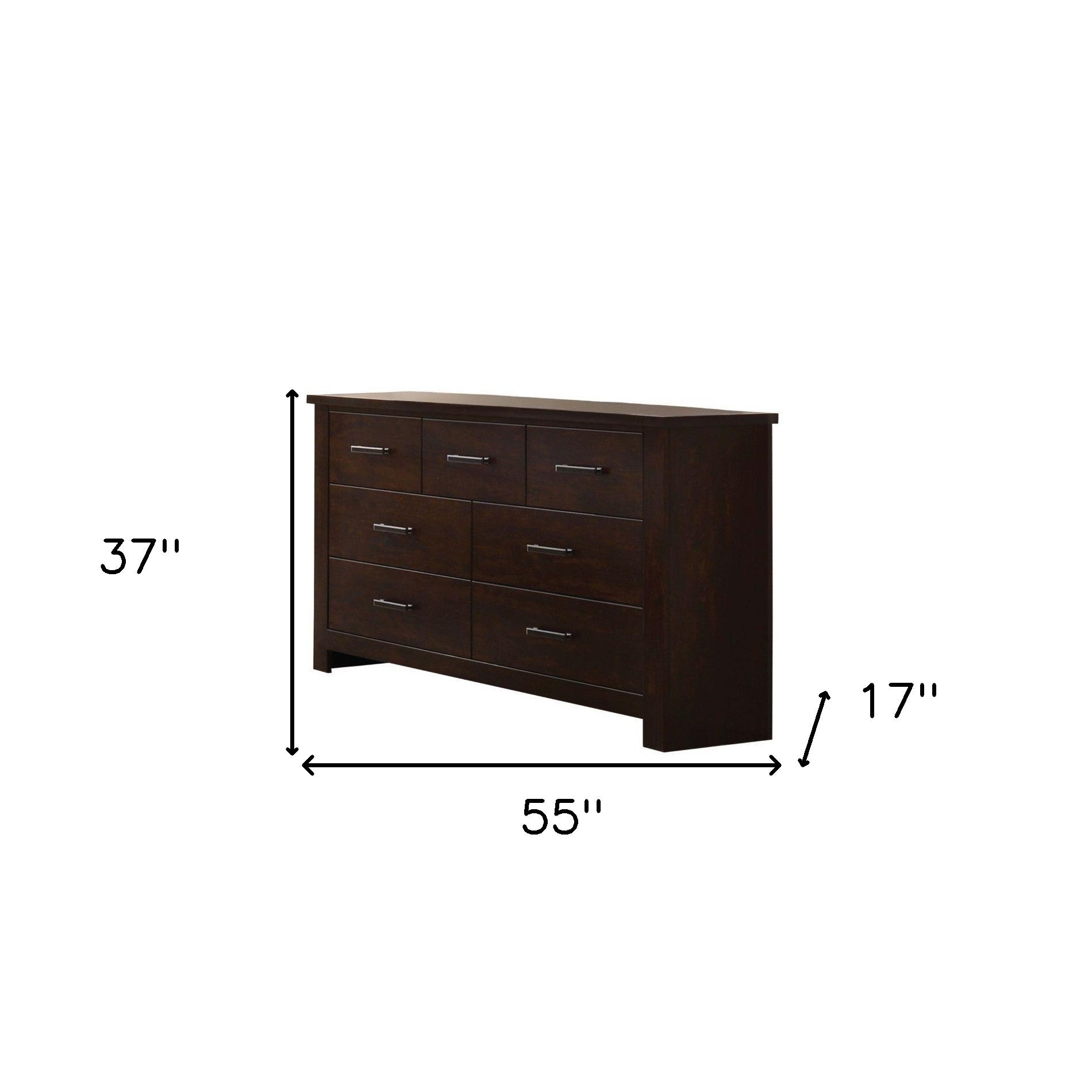 55" Mahogany Seven Drawer Double Dresser - GreatEagleInc