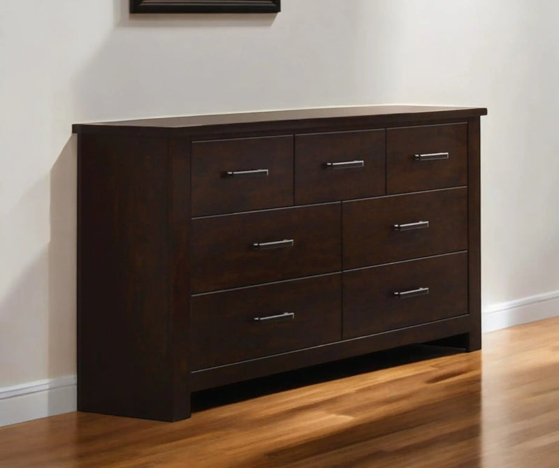 55" Mahogany Seven Drawer Double Dresser - GreatEagleInc
