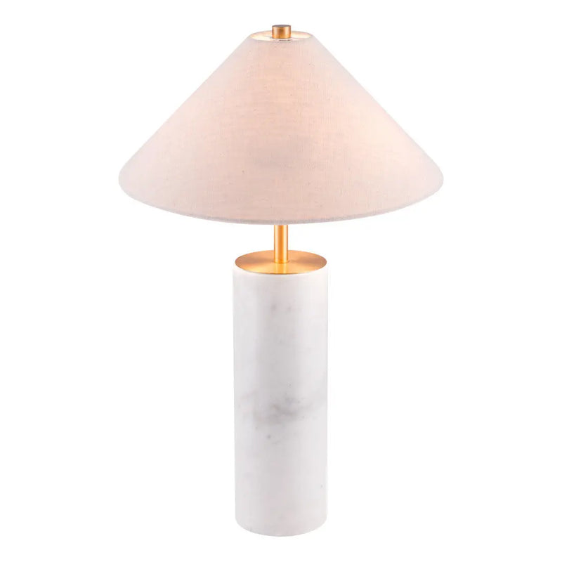 55" White Metal Bedside Table Lamp With Beige Empire Shade Homeroots Lighting