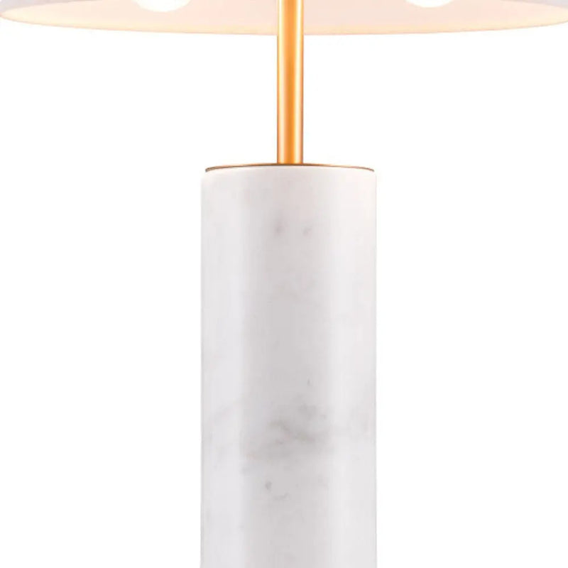 55" White Metal Bedside Table Lamp With Beige Empire Shade Homeroots Lighting