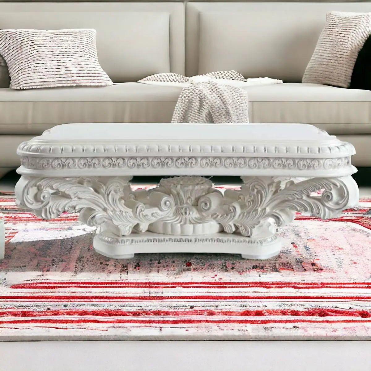 55" White Resin Coffee Table - GreatEagleInc