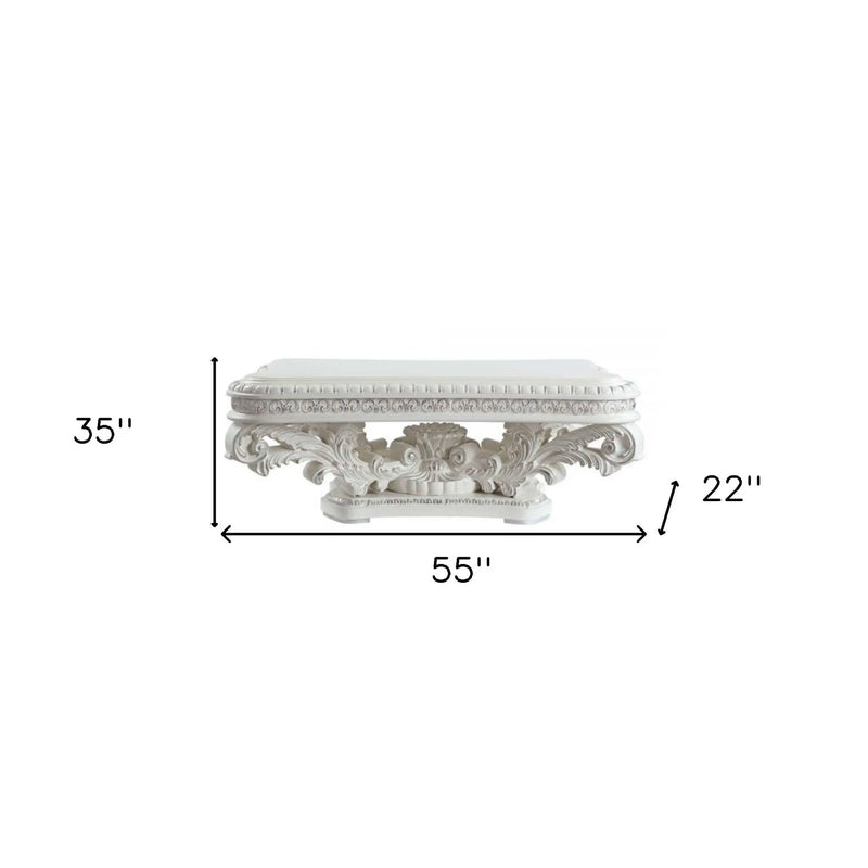 55" White Resin Coffee Table - GreatEagleInc