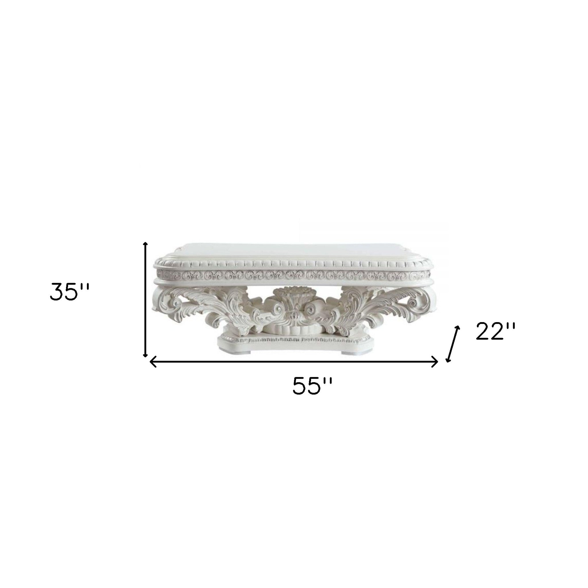 55" White Resin Coffee Table - GreatEagleInc