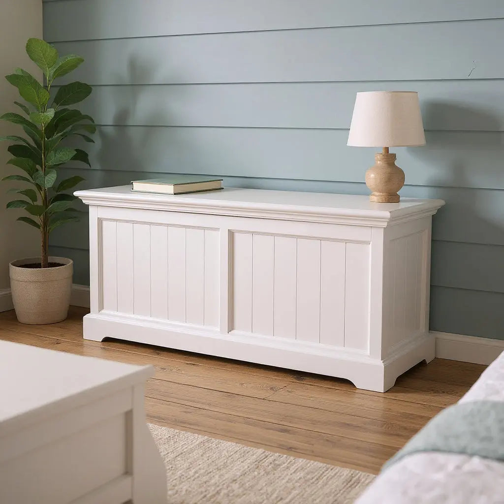 55" White Solid Wood Chest Homeroots Bed & Bath