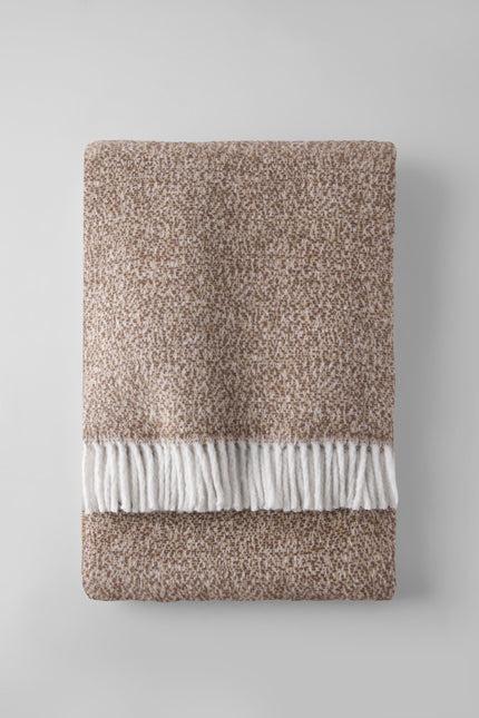 55" X 70" Camel Cotton Blend Plush Throw Blanket with Fringe Homeroots Home Decor