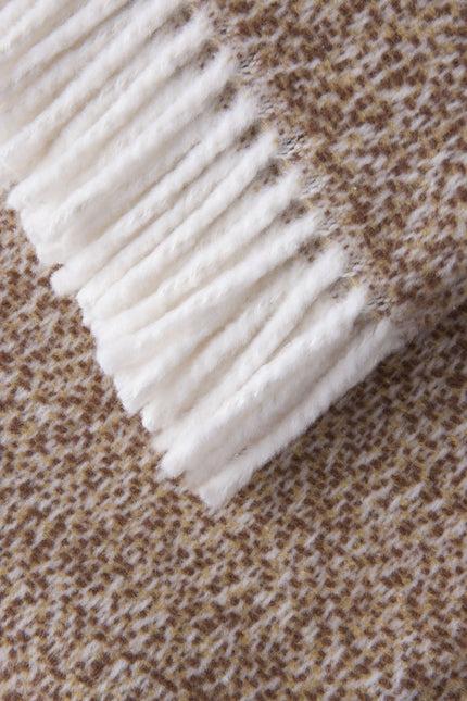 55" X 70" Camel Cotton Blend Plush Throw Blanket with Fringe Homeroots Home Decor