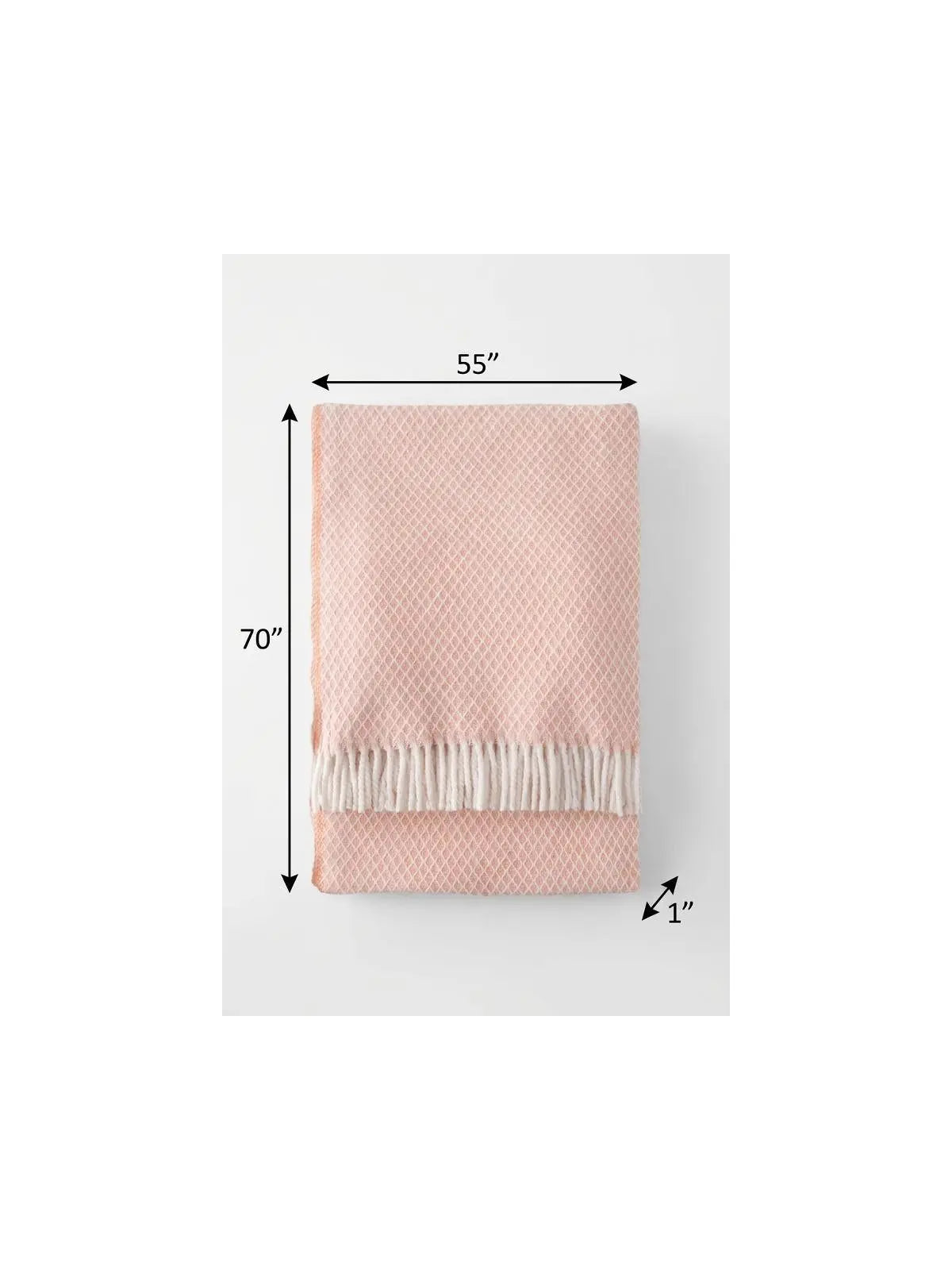 55" X 70" Coral And White Cotton Blend Geometric Plush Throw Blanket with Fringe Homeroots Home Decor