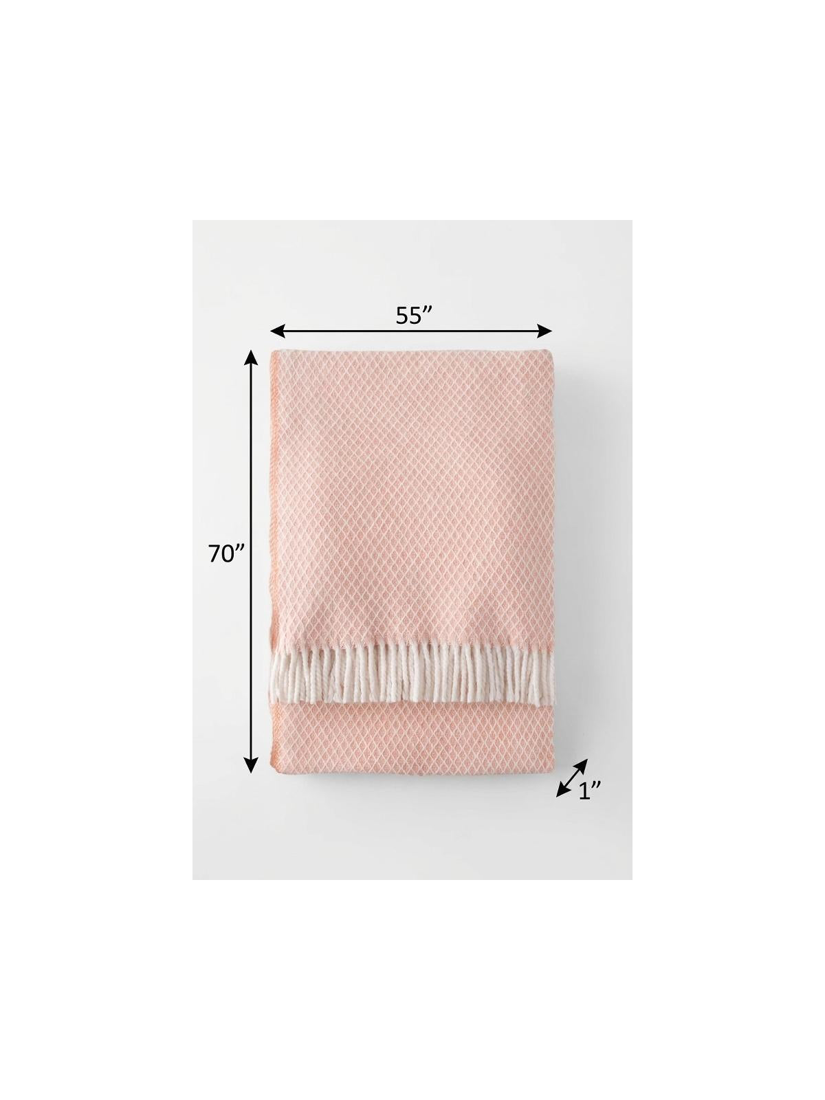 55" X 70" Coral And White Cotton Blend Geometric Plush Throw Blanket with Fringe Homeroots Home Decor