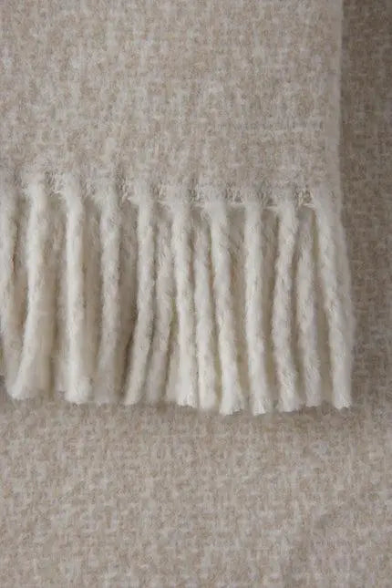 55" X 70" Linen Cotton Blend Plush Throw Blanket with Fringe Homeroots Home Decor