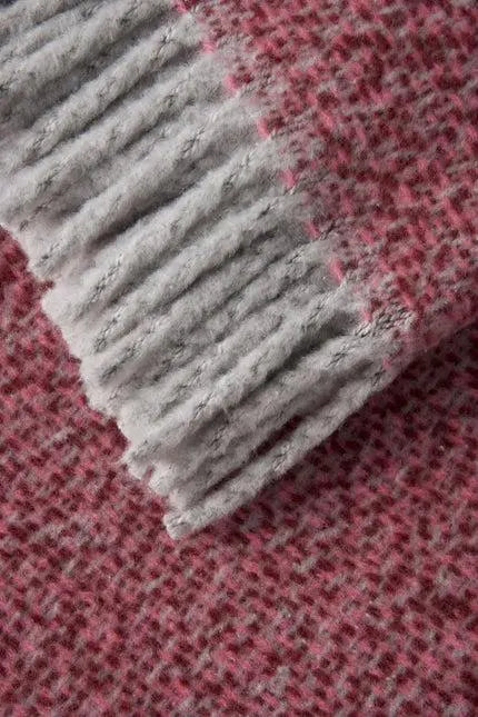 55" X 70" Pink Cotton Blend Plush Throw Blanket with Fringe Homeroots Home Decor