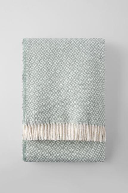 55" X 70" Sage And White Cotton Blend Geometric Plush Throw Blanket with Fringe Homeroots Home Decor