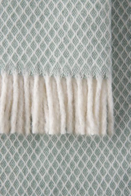 55" X 70" Sage And White Cotton Blend Geometric Plush Throw Blanket with Fringe Homeroots Home Decor