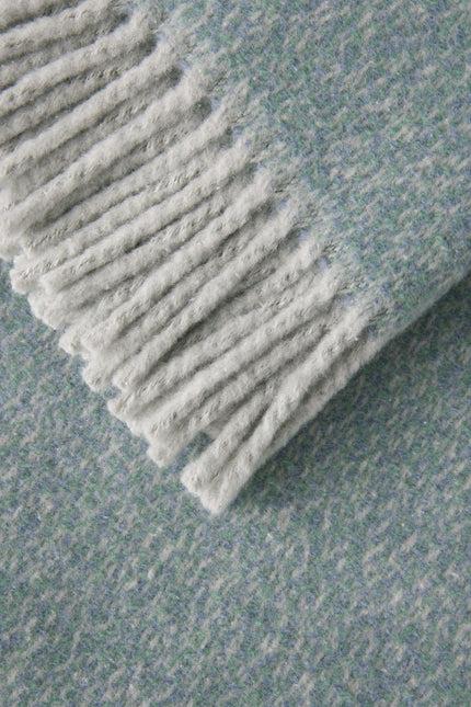 55" X 70" Slate Blue Cotton Blend Plush Throw Blanket with Fringe Homeroots Home Decor