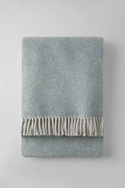 55" X 70" Slate Blue Cotton Blend Plush Throw Blanket with Fringe Homeroots Home Decor
