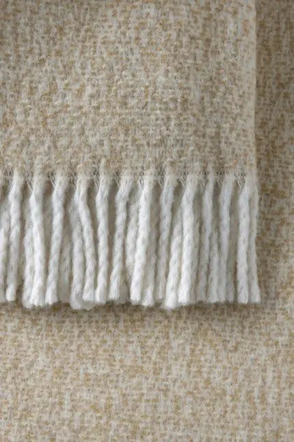 55" X 70" Stone Cotton Blend Plush Throw Blanket with Fringe Homeroots Home Decor