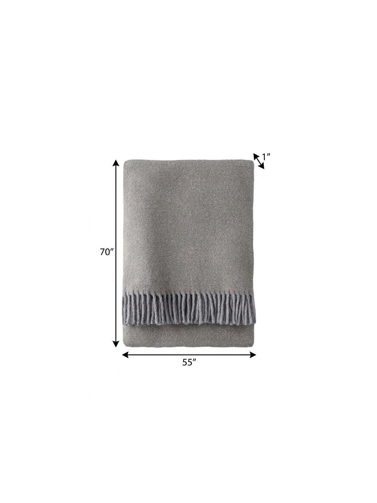 55" X 70" Taupe Cotton Blend Plush Throw Blanket with Fringe Homeroots Home Decor