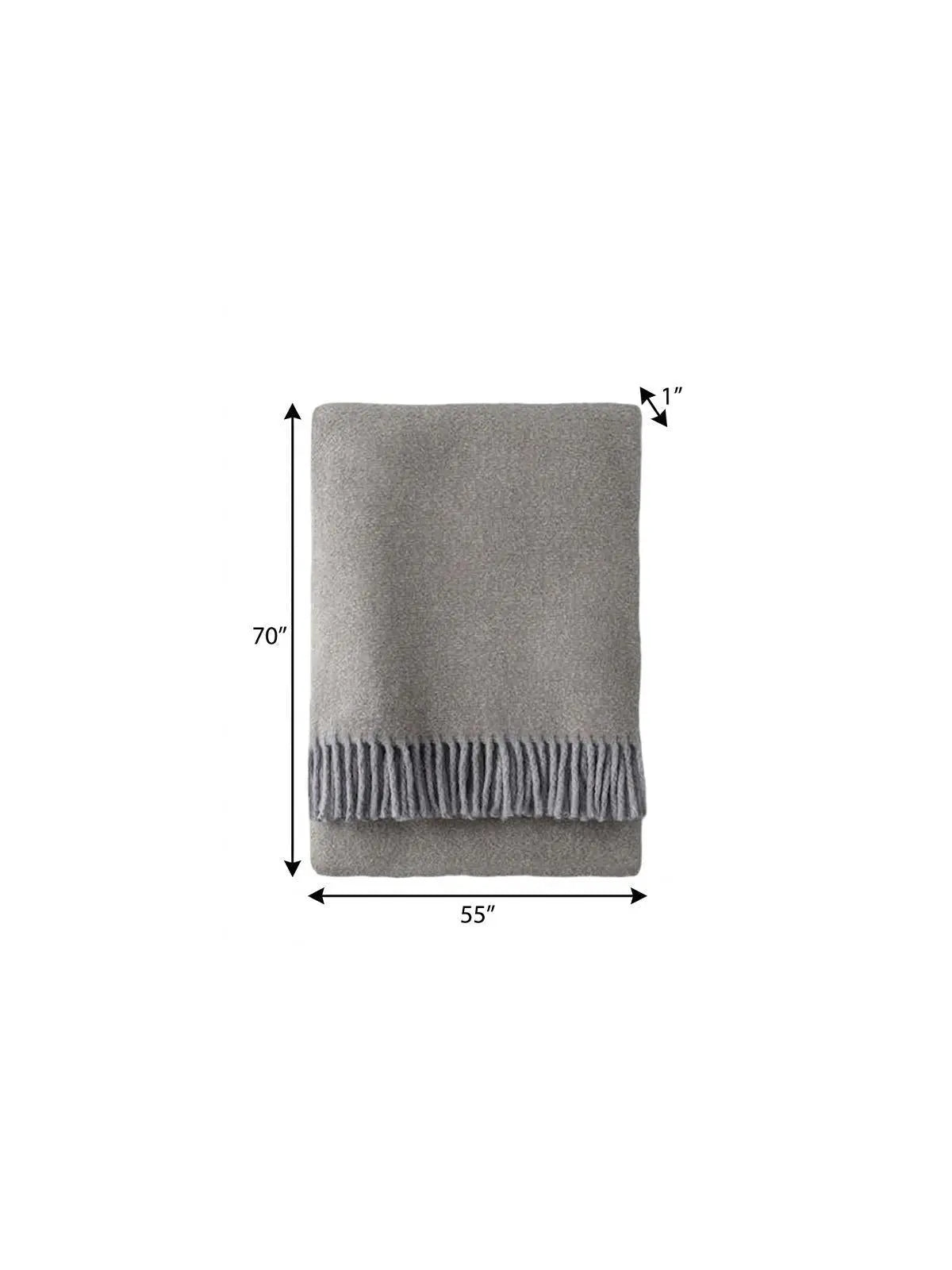 55" X 70" Taupe Cotton Blend Plush Throw Blanket with Fringe Homeroots Home Decor