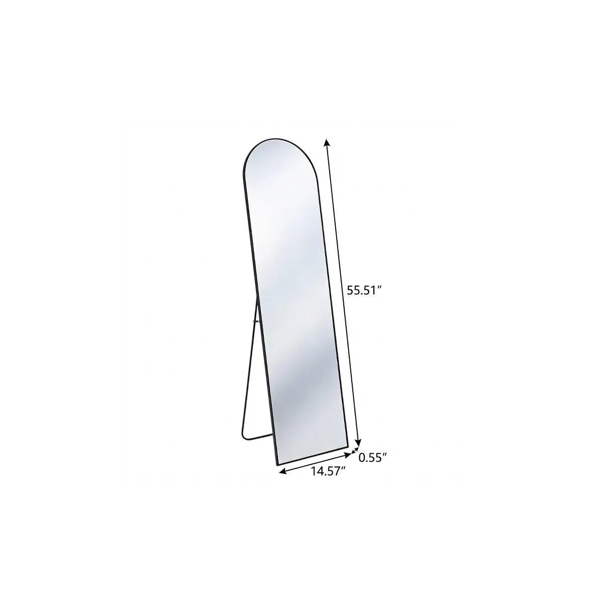 56" Black Aluminum Arch Freestanding And Wall Mounted Framed Full Length Mirror Homeroots Bed & Bath
