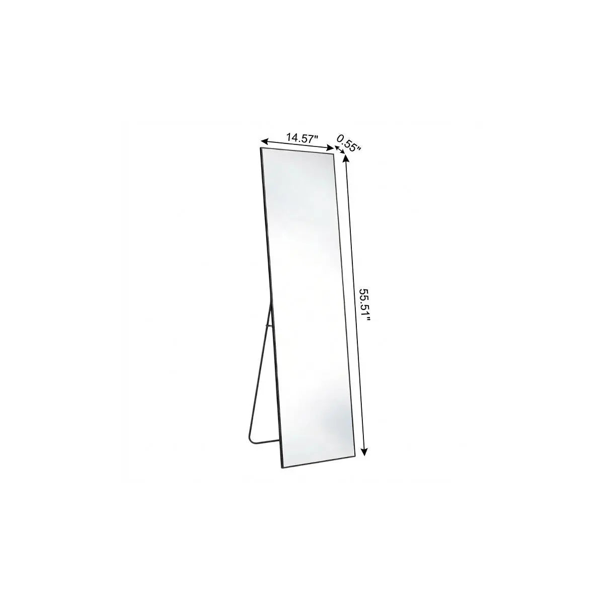 56" Black Aluminum Freestanding And Wall Mounted Framed Full Length Mirror Homeroots Bed & Bath