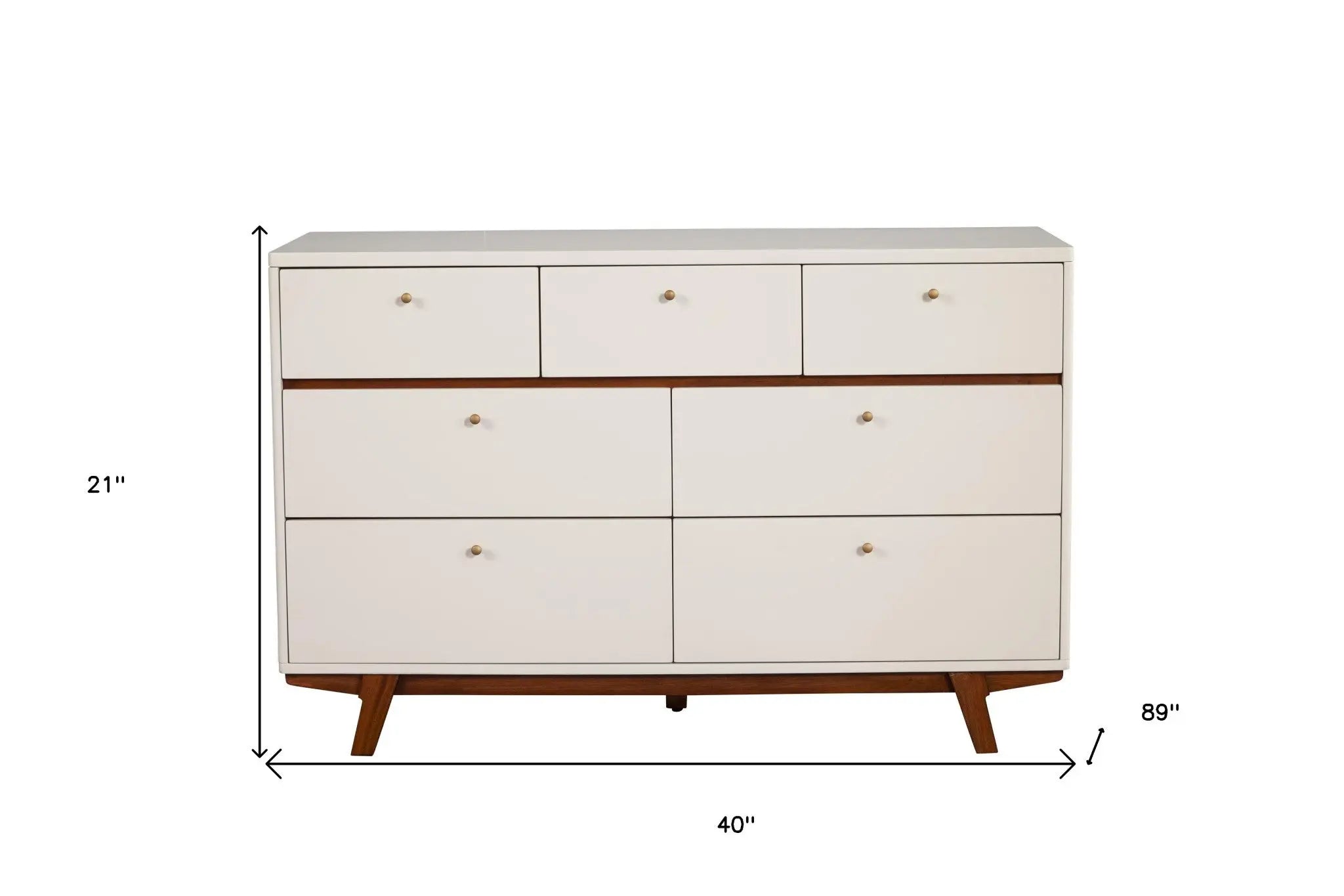 56" Brown and White Solid Wood Seven Drawer Double Dresser - GreatEagleInc