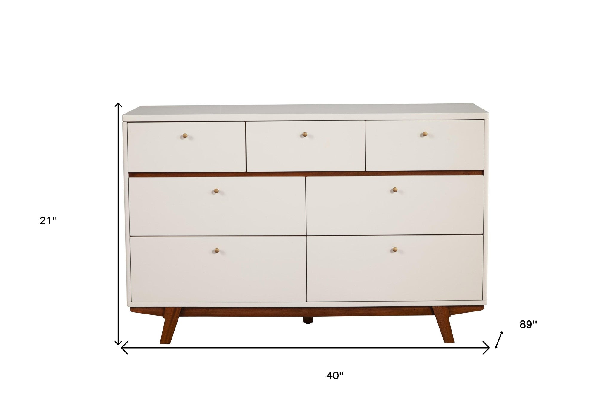 56" Brown and White Solid Wood Seven Drawer Double Dresser - GreatEagleInc
