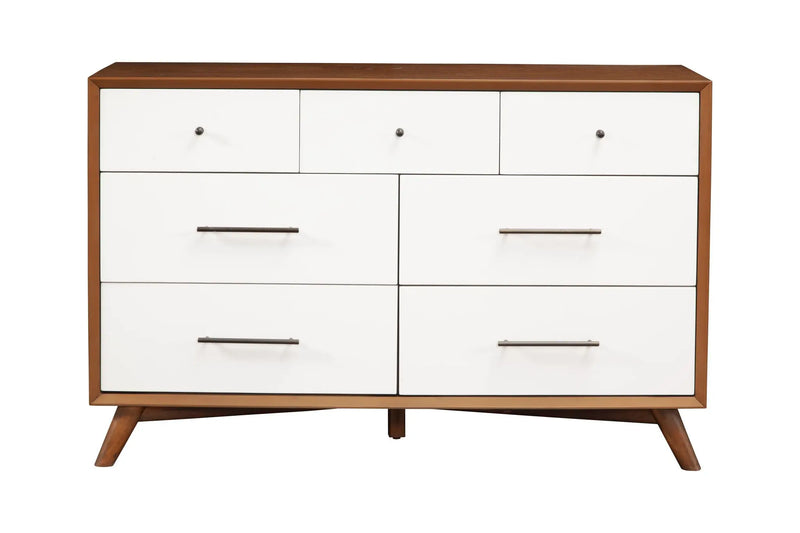 56" Brown and White Solid Wood Seven Drawer Double Dresser - GreatEagleInc