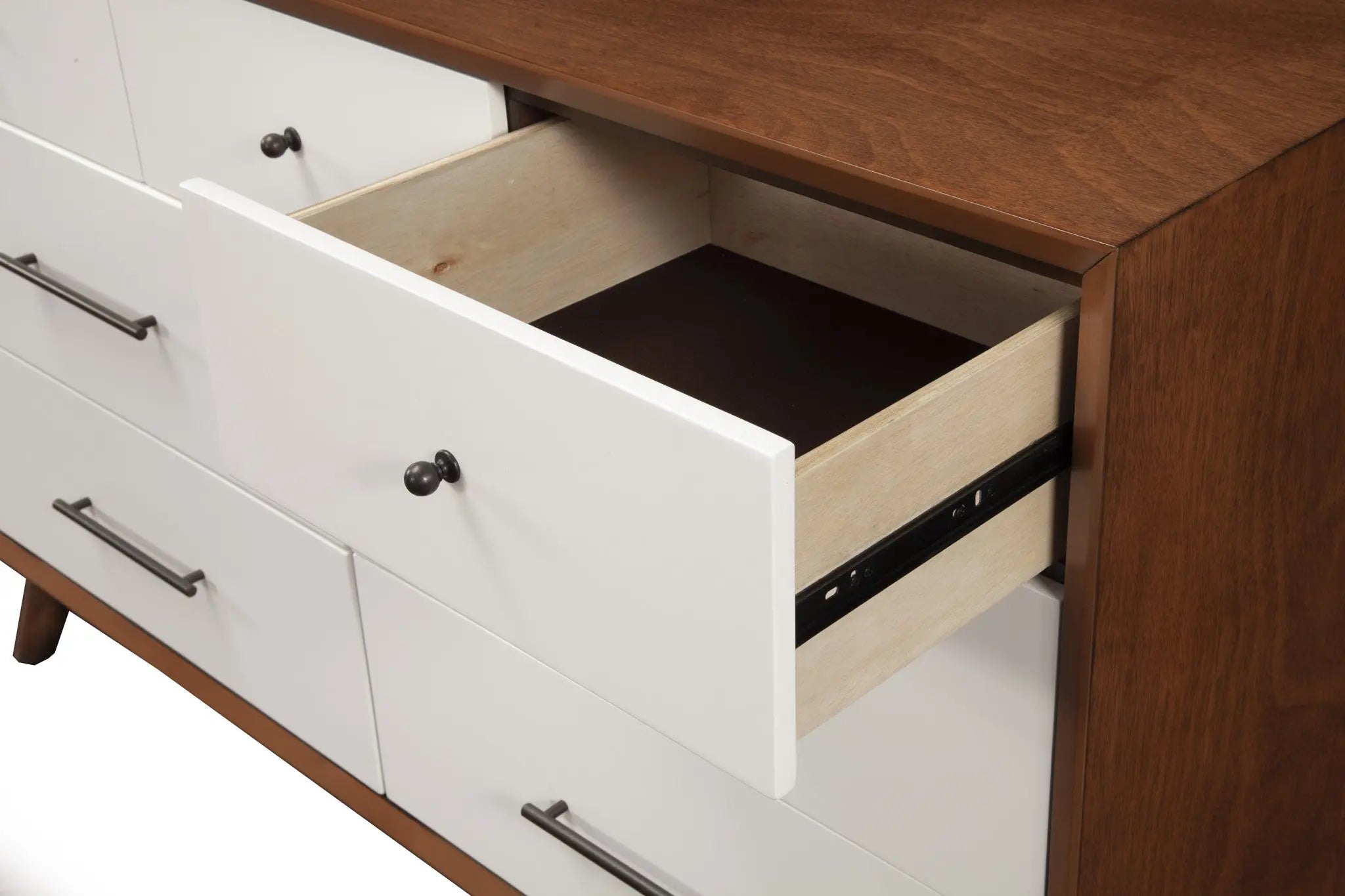 56" Brown and White Solid Wood Seven Drawer Double Dresser - GreatEagleInc