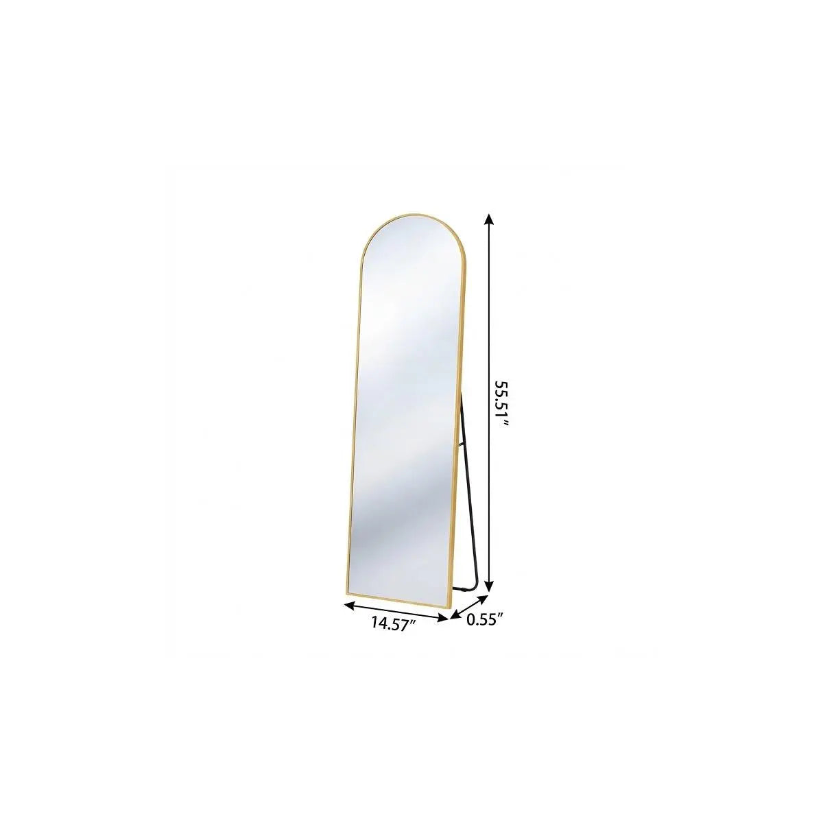 56" Gold Aluminum Arch Freestanding And Wall Mounted Framed Full Length Mirror Homeroots Bed & Bath