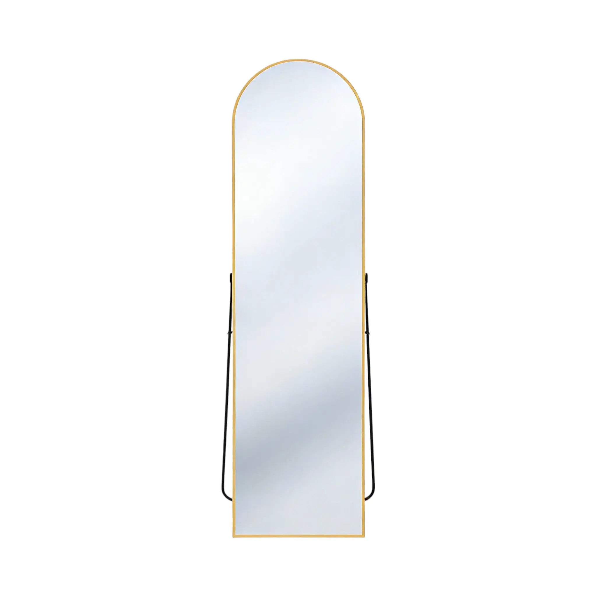 56" Gold Aluminum Arch Freestanding And Wall Mounted Framed Full Length Mirror Homeroots Bed & Bath