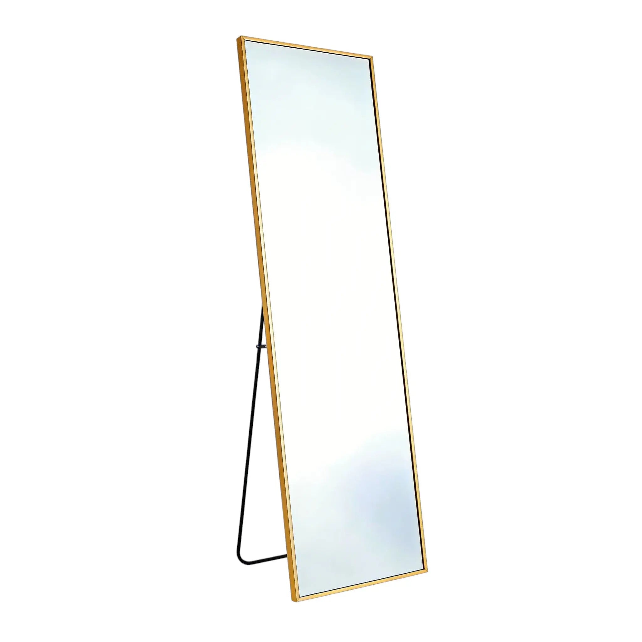 56" Gold Aluminum Freestanding And Wall Mounted Framed Full Length Mirror Homeroots Bed & Bath