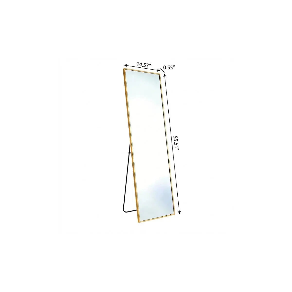 56" Gold Aluminum Freestanding And Wall Mounted Framed Full Length Mirror Homeroots Bed & Bath