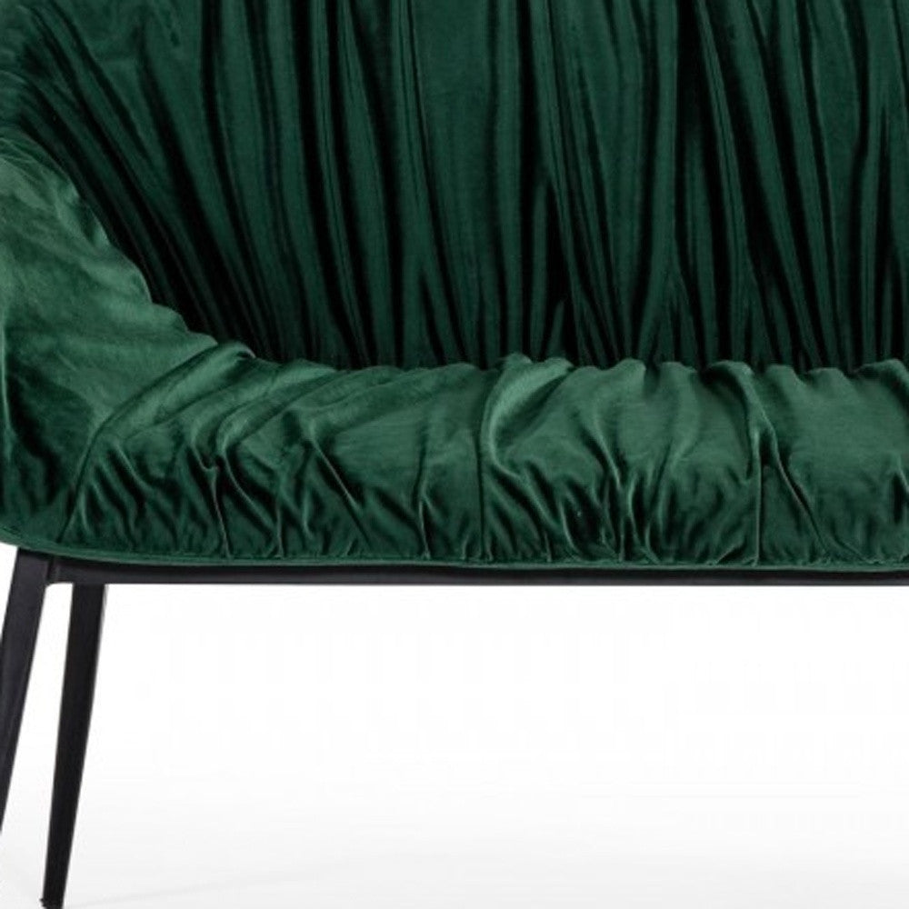 56" Green and Black Velvet Upholstered Dining Bench Homeroots Living Room