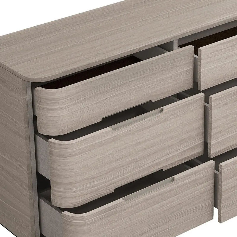 56" Oak Wood Six Drawer Double Dresser Homeroots Bed & Bath