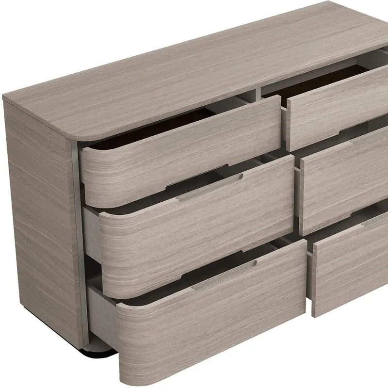 56" Oak Wood Six Drawer Double Dresser Homeroots Bed & Bath