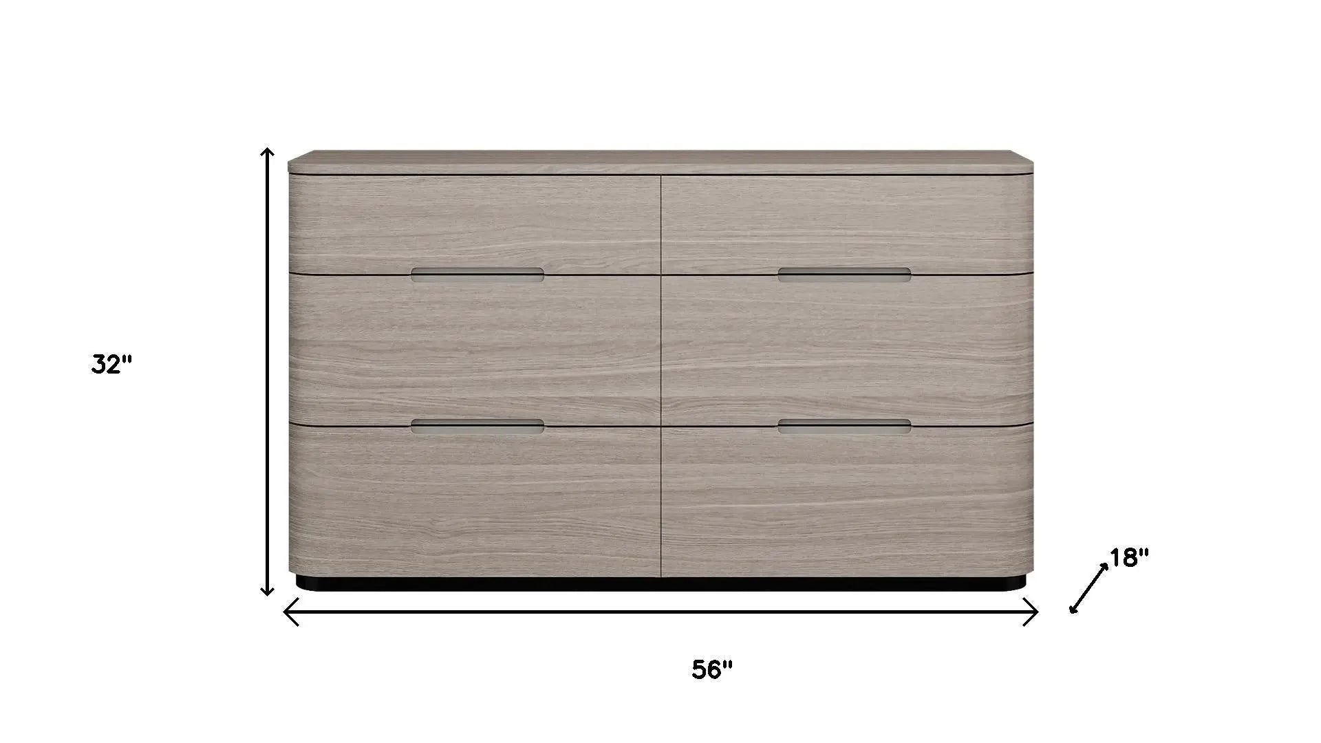 56" Oak Wood Six Drawer Double Dresser Homeroots Bed & Bath