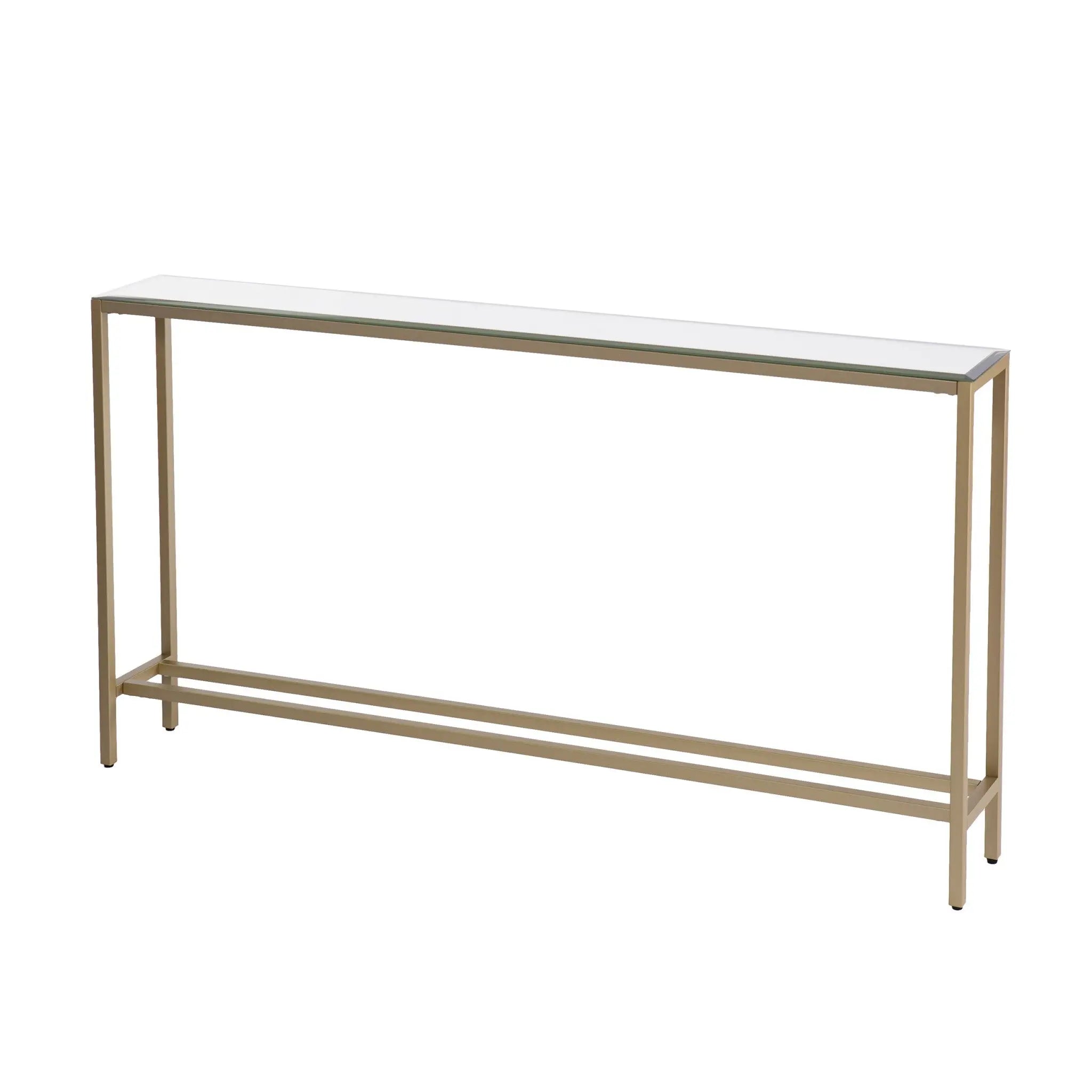 56" Silver and Gold Mirrored Glass Console Table Homeroots Living Room