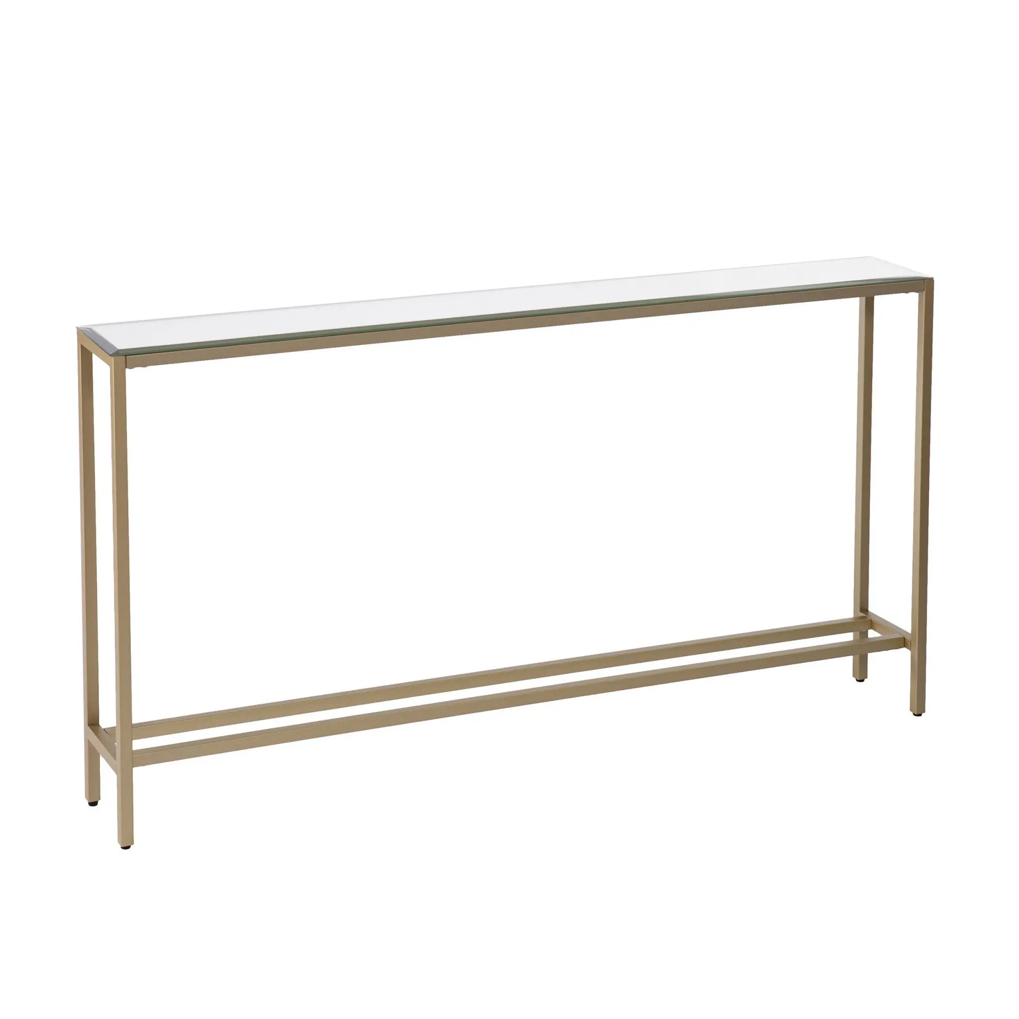 56" Silver and Gold Mirrored Glass Console Table Homeroots Living Room