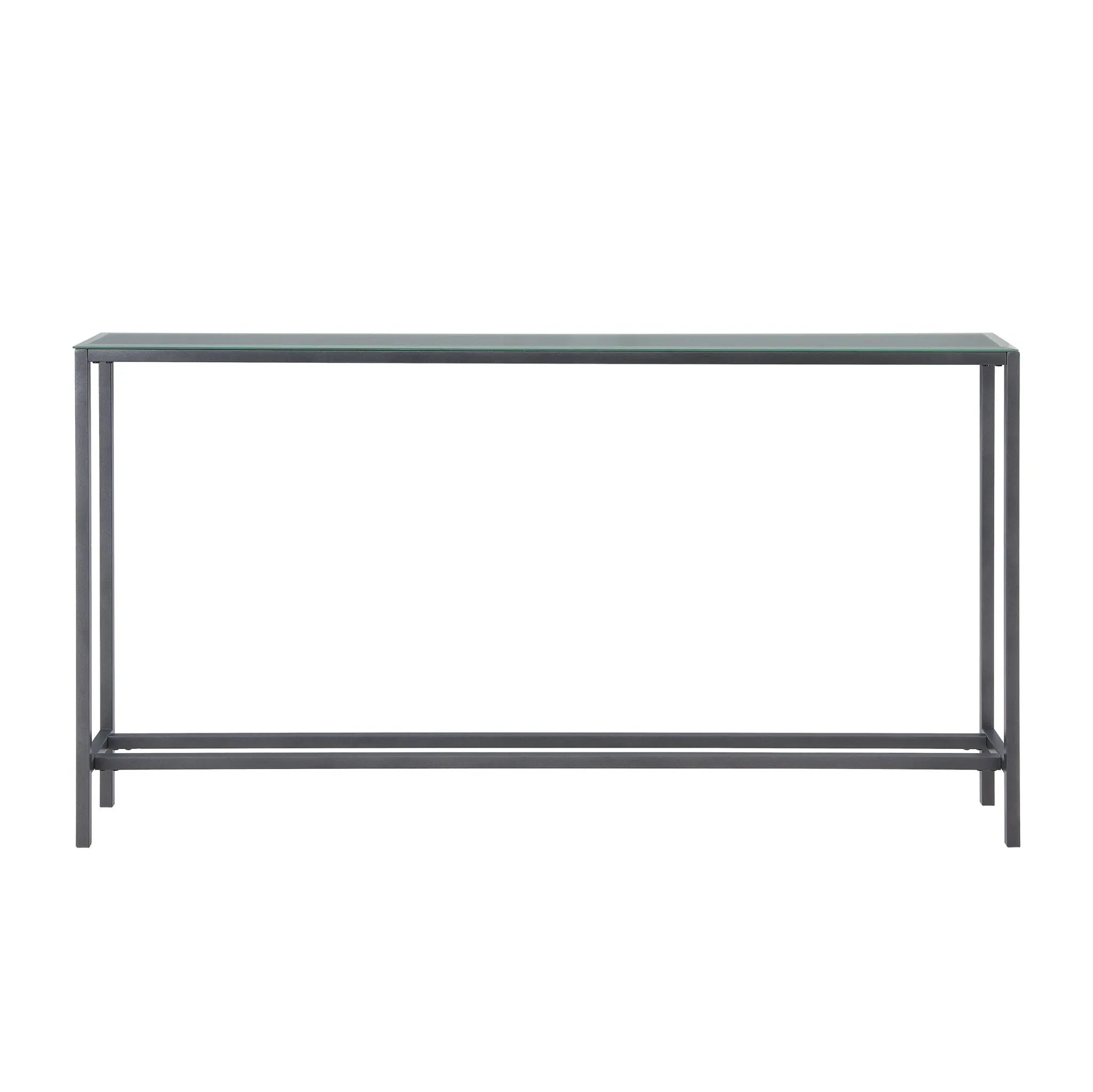 56" Silver and Gunmetal Mirrored Glass Console Table Homeroots Living Room
