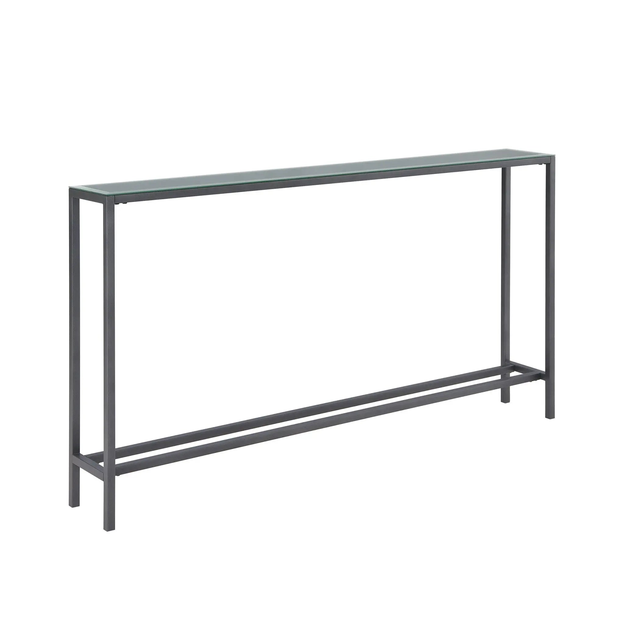 56" Silver and Gunmetal Mirrored Glass Console Table Homeroots Living Room