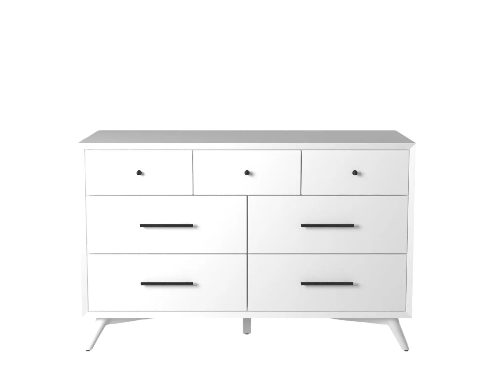 56" White Solid Wood Seven Drawer Double Dresser - GreatEagleInc