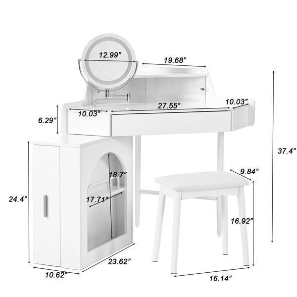 56" White Wood Mirrored Vanity Table Homeroots Living Room